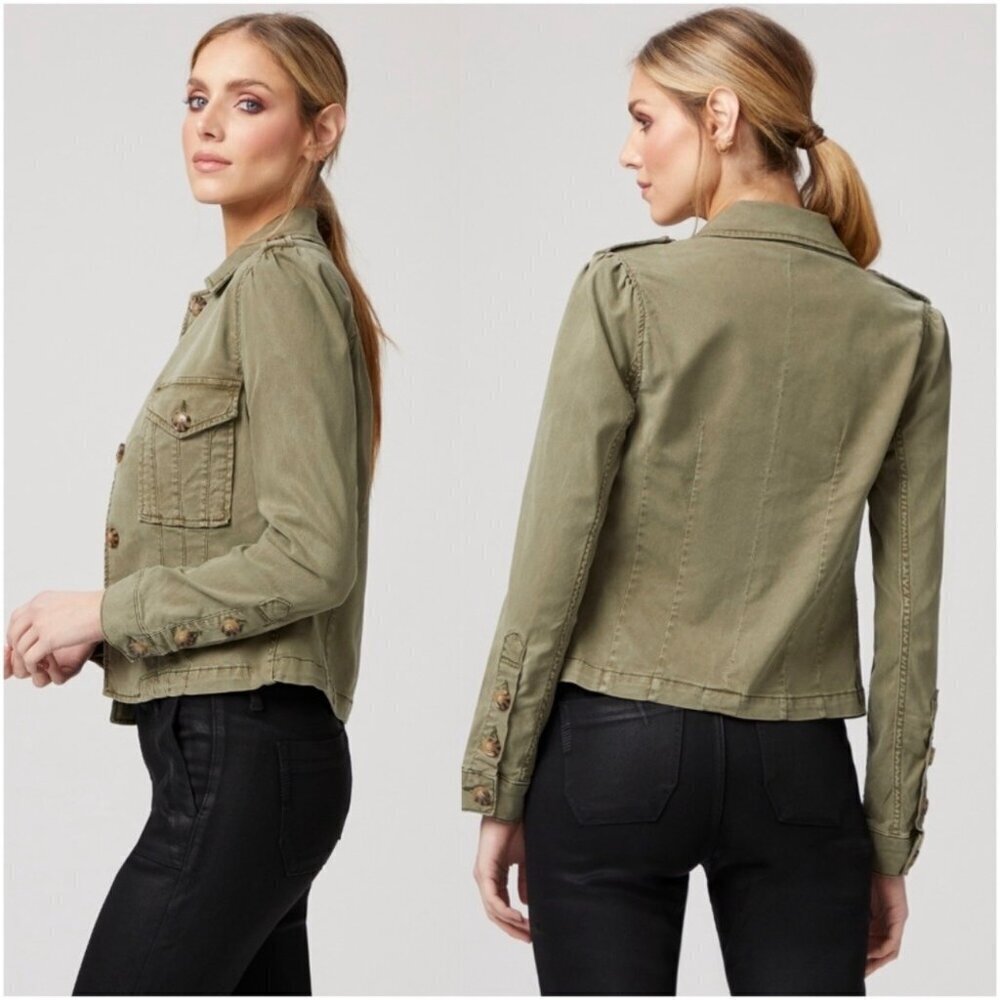 NWT PAIGE Pacey Jacket Sz.L Vintage Ivy Green  Buttons Preppy Minimalist $249 - Picture 2 of 16